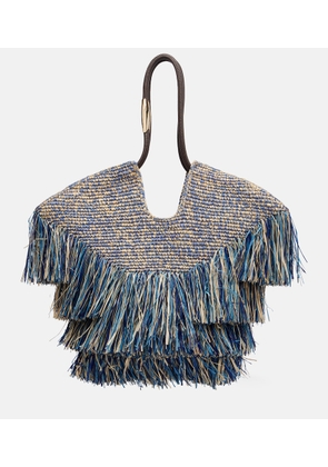 Zimmermann Goldentime Medium fringed raffia tote bag