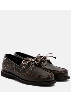 Brunello Cucinelli Monili leather boat shoes