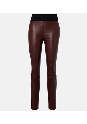 Brunello Cucinelli Wool-trimmed leather slim pants