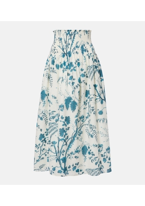 Erdem Floral cotton and linen midi skirt