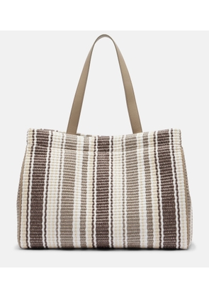 Brunello Cucinelli Monili Medium striped raffia tote bag
