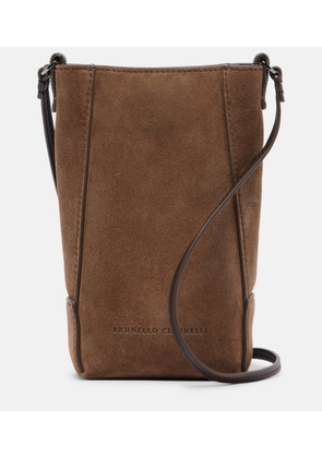 Brunello Cucinelli Duo Mini Monili suede phone pouch