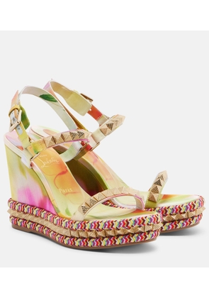 Christian Louboutin Pyra Clou studded floral chine espadrille wedges