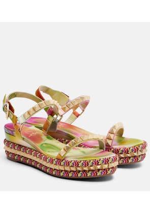 Christian Louboutin Pyra Clou studded floral espadrille wedges