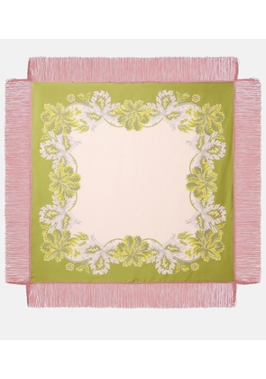 La DoubleJ Fringed printed silk twill scarf