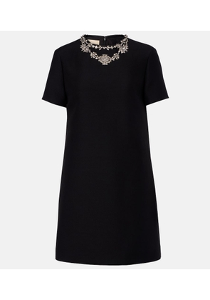 Valentino Crepe Couture embellished wool and silk minidress