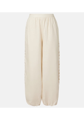 Simkhai Lace-trimmed linen-blend straight pants