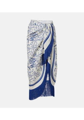 Simkhai Fringed printed linen-blend beach cover-up