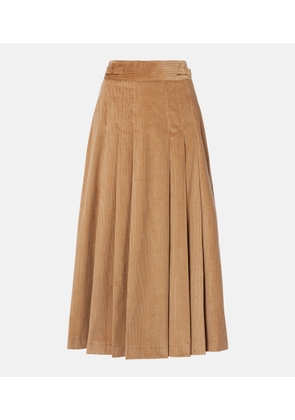Gabriela Hearst Wesley pleated cotton corduroy midi skirt