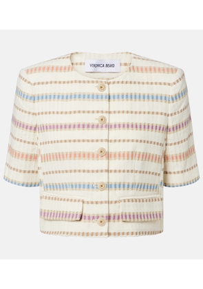 Veronica Beard Orville striped cropped cotton-blend jacket
