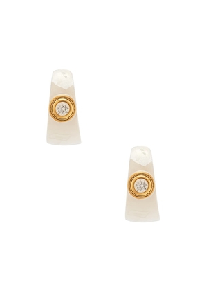 Luv AJ The Luna Bezel Hoops Earring in Metallic Silver.