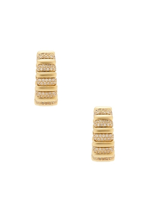 Luv AJ The Pave Marbella Ridged Hoops in Metallic Gold.