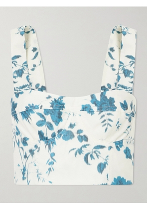 Erdem - Crop Floral-print Cotton And Linen-blend Top - White - UK 4,UK 6,UK 8,UK 10,UK 12,UK 14,UK 16