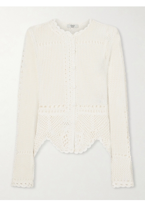 Erdem - Crocheted Cotton Peplum Cardigan - White - x small,small,medium,large,x large
