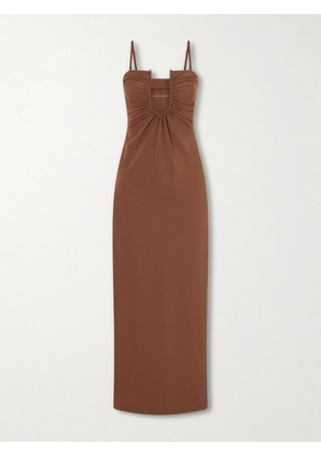 Christopher Esber - Arced Ruched Satin Maxi Dress - Brown - UK 6,UK 8,UK 10,UK 12,UK 14