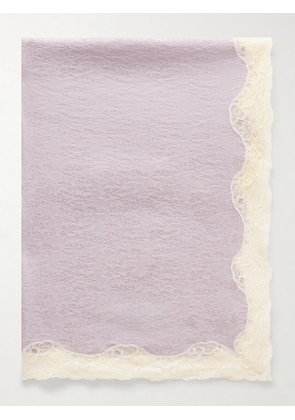 Chloé - Lace-trimmed Silk Scarf - Purple - One size
