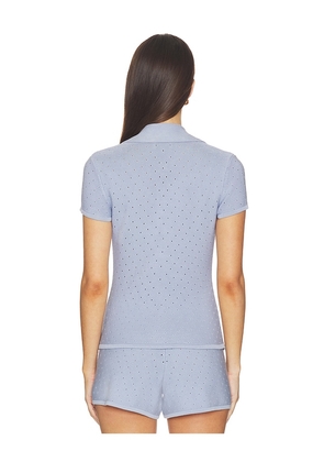 SRG Gidget Knit Polo Cardigan in Blue. Size XS. Also in S, M, L, XL.