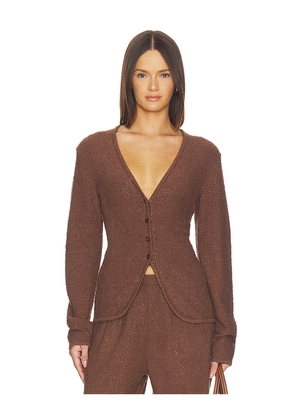 SRG Samita Textured Cardigan in Chocolate. Size XXS. Also in XS, S, M, L, XL.