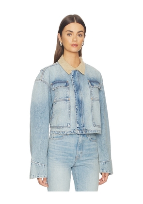 SLVRLAKE Connor Cropped Worker Jacket in Blue. Size XS. Also in M, L, XL.