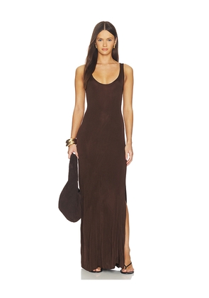 SRG Octayvia Knit Gown in Chocolate. Size XXS. Also in XS, S, M, L, XL.