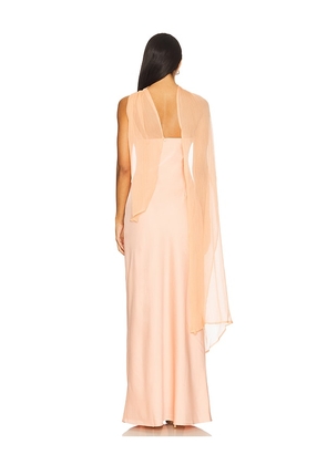 Yellow The Label Vitoria Cape Dress in Peach. Size M. Also in S, XS, L.