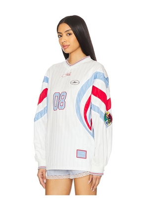 Yellow The Label Serotonin Hockey Jersey in White. Size S. Also in L, M, XL/1X, XS.
