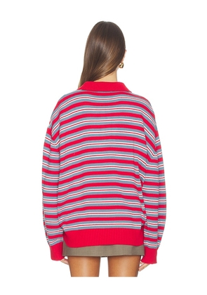 WeWoreWhat Henley Pull Over Sweatshirt in Red,Blue. Size S. Also in XS, M, XL, L.