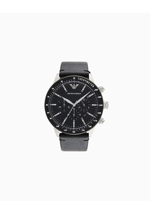 Men's Chronograph Black Leather Watch