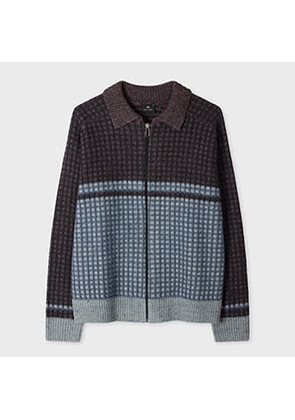 PS Paul Smith Grey and Blue Cotton-Blend Zip Cardigan Black