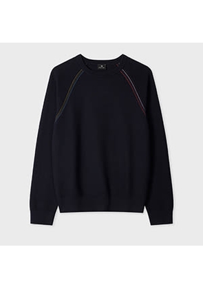 PS Paul Smith Navy Textured-Cotton Raglan Sweater Blue