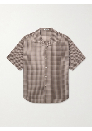 Auralee - Camp-Collar Checked Cotton Shirt - Men - Brown - 3