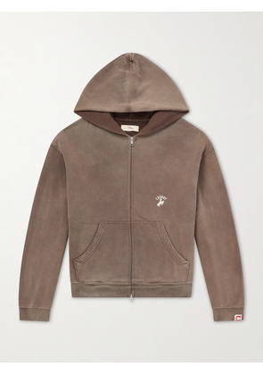 Cherry Los Angeles - Logo-Embroidered Paint-Splattered Cotton-Jersey Hoodie - Men - Brown - XS