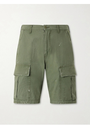 Cherry Los Angeles - Camouflage Paint-splattered Cargo Straight-leg Shorts - Men - Green - UK/US 30