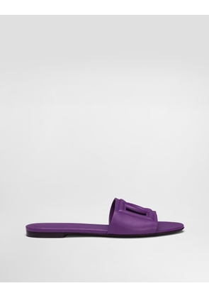 Dolce & Gabbana Slides In Calfskin - Woman Slides And Mules Purple Leather 40.5