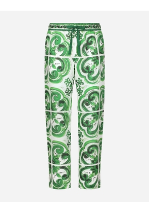 Dolce & Gabbana Majolica-print Linen Jogging Pants - Man Pants And Shorts Print 54