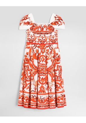 Dolce & Gabbana Majolica-print Poplin Dress - Woman Collection Multicolor 13 Years