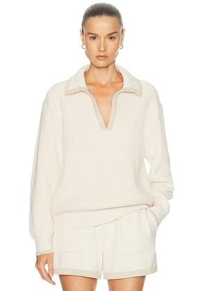 SRG Dae Contrast Polo Sweater in Ivory - Ivory. Size XL (also in S, XS, M, L).