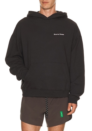 District Vision California Cotton Hoodie in Arrow Eye Vintage Black - Black. Size L (also in S, M).