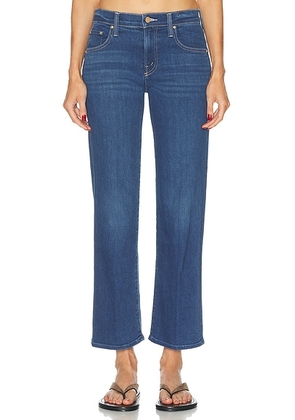 MOTHER The Mid Rise Rambler Zip Flood Jeans in Pinkies Up - Blue. Size 34 (also in 23, 24, 25, 26, 27, 28, 29, 30, 31, 32, 33).