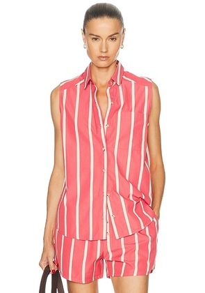 DONNI. The Pop Sleeveless Striped Top in Raspberry - Red. Size XS (also in S, M, L).