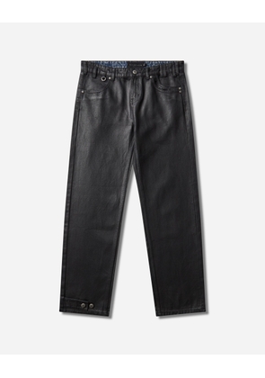 Coated Slim Low-Waist Denim Pants Black