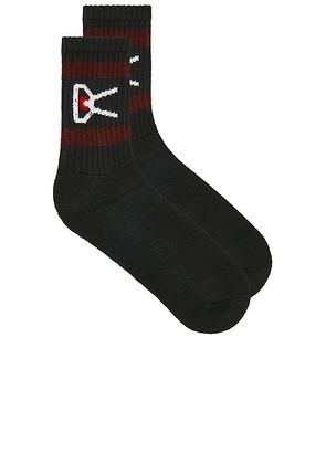District Vision Usa Cotton Socks (2 Pack) in Black-Burgundy Stripe - Black. Size all.