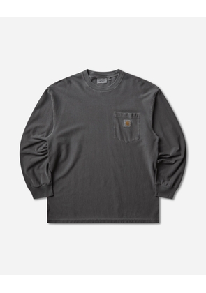 Men s Loose Pocket Longsleeve T-Shirt Black (Garment Dyed)