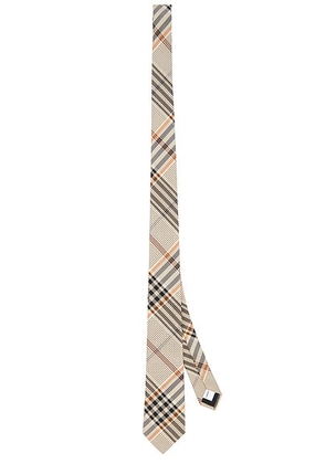 Burberry Manston Tie in Finch Brown Check - Brown. Size all.