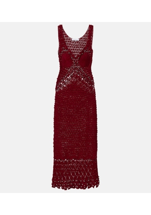 Rabanne Embellished crochet cotton midi dress
