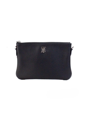 Burberry Peyton Monogram Black Leather Pouch Crossbody Bag Purse