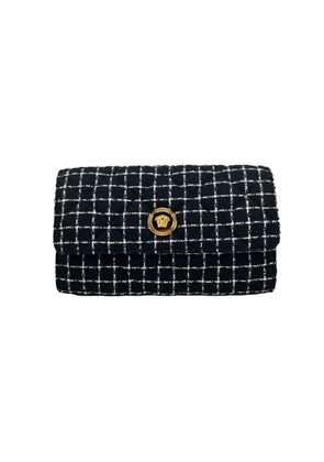 Versace Wallet On A Chain Fabric Black Crossbody Bag