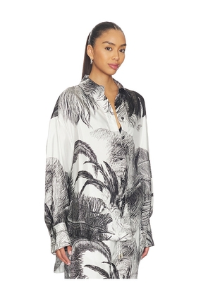 THE ATTICO Feather Print Shirt in Black,White. Size 42. Also in 40.