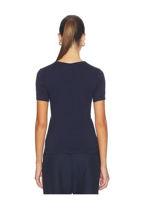 Enza Costa Cotton New Classic Short Sleeve Tee in Navy. Size L. Also in XS, S, M, XL.