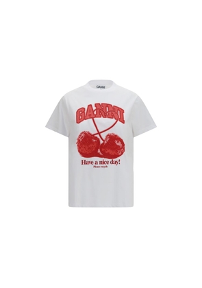 Ganni White Cotton T-Shirt - L